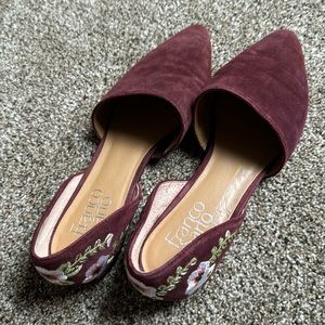 Franco Sarto Maroon Sanora floral suede flats 7.5M